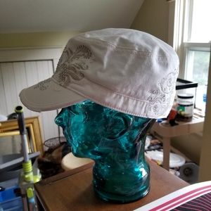 White Jeweled Hat One Size